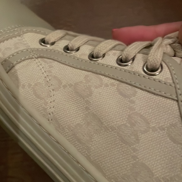 Gucci Washed Cotton GG Monogram Calfskin Low Top Sneakers - Picture 5 of 7